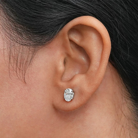 1-4ct Oval Cut Moissanite Stud Earring