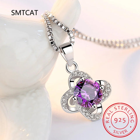 1.2CT Moissanite Necklaces for Women 925 Sterling Silver Diamond Lucky Clover Pendants Necklaces Fine Jewelry Wholesale Colar