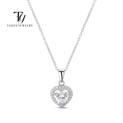 TY 1carat Moissanite Heart Pendant Women's Necklace D Color Real 925 Sterling Silver Necklace Shining Heart Valentine's Day Gift