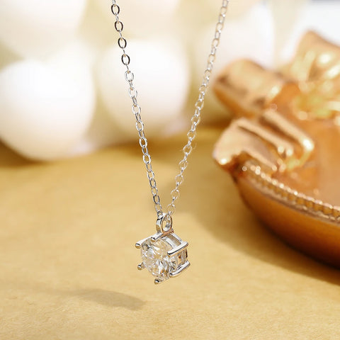 Serenity 1ct D Color Moissanite Pendant Necklace for Women Wedding 100% S925 Solid Silver Necklace Chain Plated 18K Anniversary