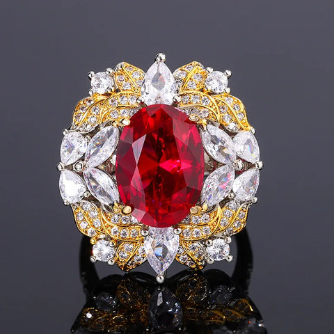 Aquamarine Necklace Zircon Pendant Necklace for Women European and American Style Emerald Ring Red Tourmaline Ring