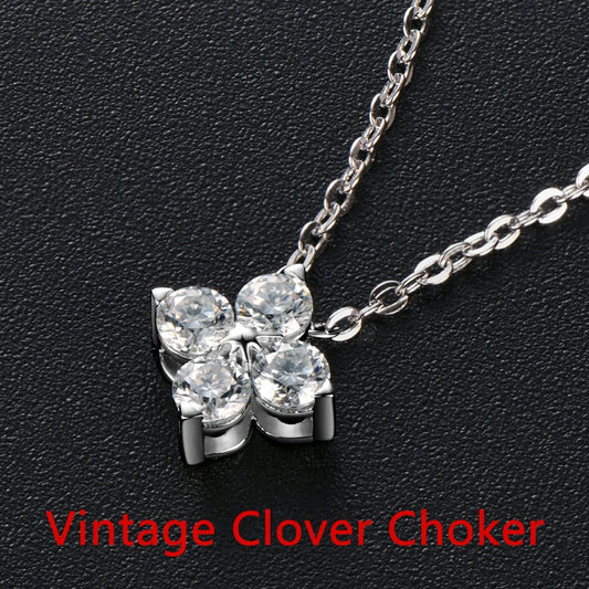 DJMAX Trendy Woman Jewelry 2022 3mm Moissanite Pendant Necklace for Women Original 925 sterling silver Vintage Clover Choker
