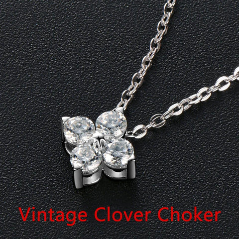 DJMAX Trendy Woman Jewelry 2022 3mm Moissanite Pendant Necklace for Women Original 925 sterling silver Vintage Clover Choker