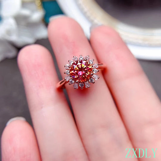Newest Watermelon Red Moissanite Ring