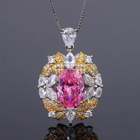 Aquamarine Necklace Zircon Pendant Necklace for Women European and American Style Emerald Ring Red Tourmaline Ring