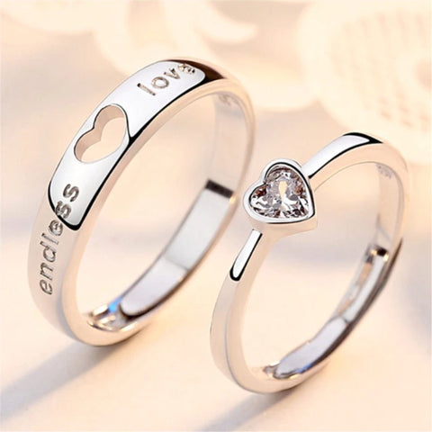 New Simple Couple Rings Silver