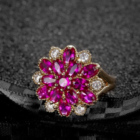 New Female Jewelry Silver Color Hollow-out Blue Flower