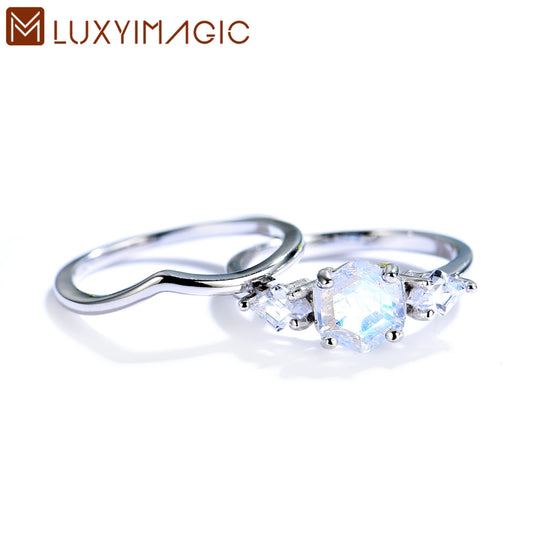 Luxyimagic Natural Moss Agate Gemstones Ring - BOLEVARD RING