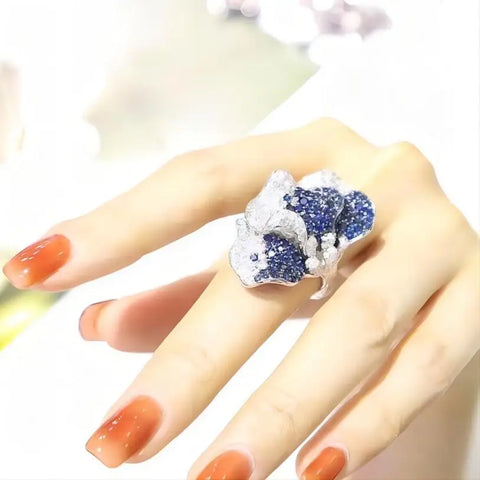Unique Half Butterfly Full Setting Cubic Zirconia 925 Sterling Silver