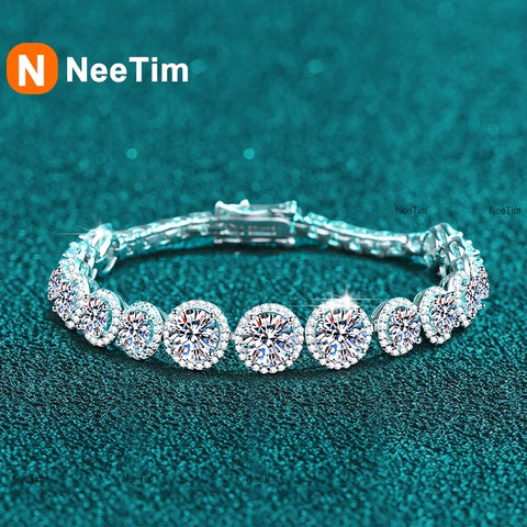 NeeTim D Color Moissanite Tennis Bracelet