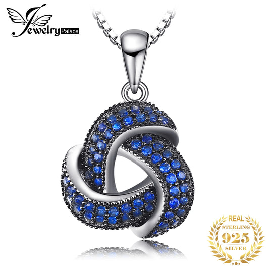 JewelryPalace Flower Knot Created Blue Spinel
