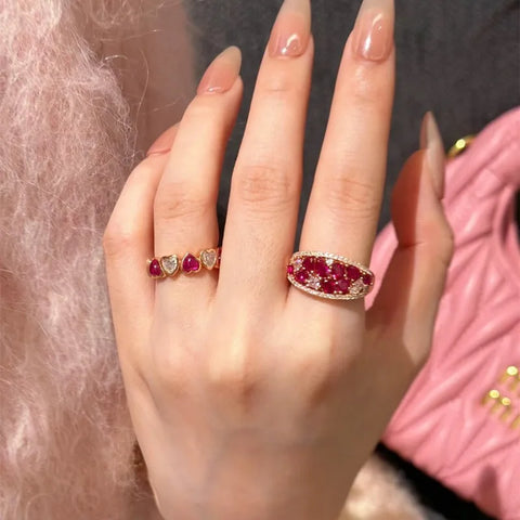 Light Luxury Shining Exquisite Ruby rings