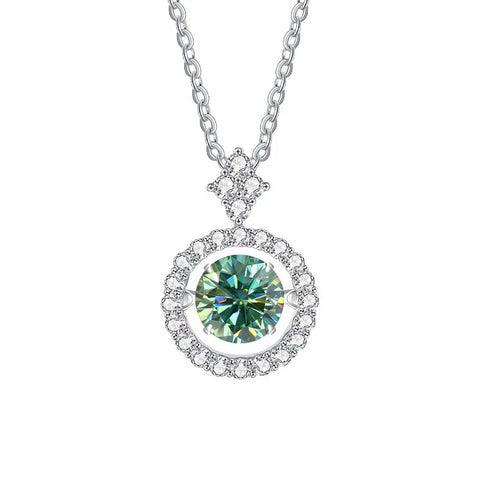JoyceJelly 1CT Moissanite Diamond Necklace S925 Sterling Silver Beating Heart Pendant Clavicle Chain VVS D Color 3EX Cut Round