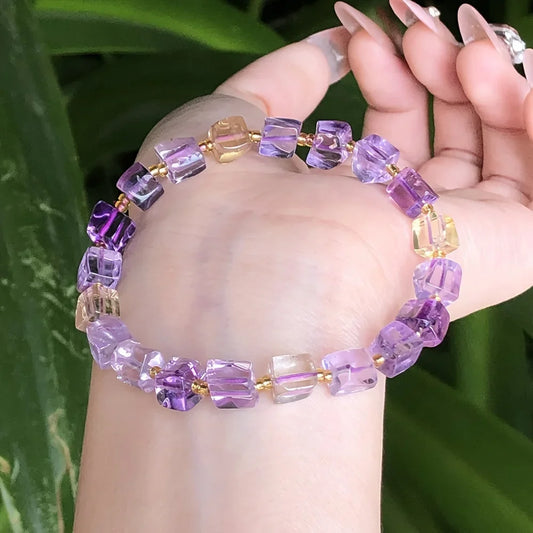 آatural amethyst citrine with shape cube bracelet