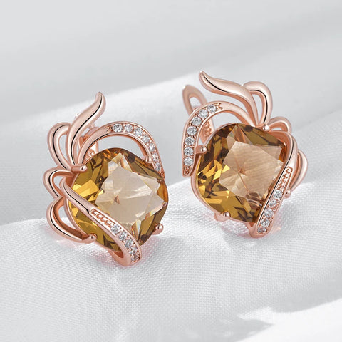 Kinel Hot Brown Natural Zircon English Earrings