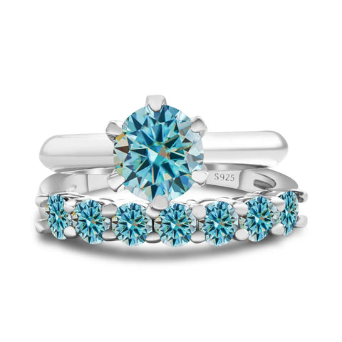 Total 1.7 carat moissantie ring set Silver 925 Brilliant Cut