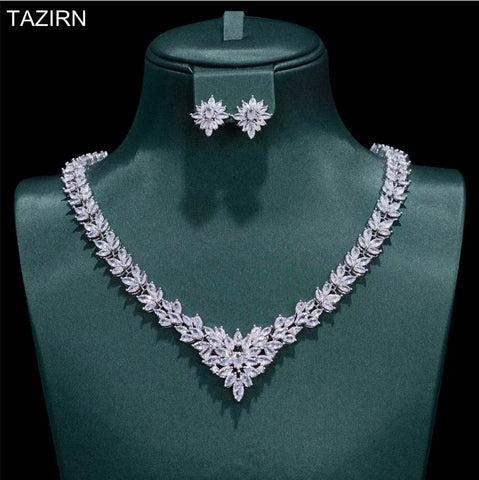 TAZIRN Africa Dubai Nigeria 5A Cubic Zirconia 2/4PCS Jewelry Set For Women Wedding Party Luxury Crystal Jewelry Accessories Gift