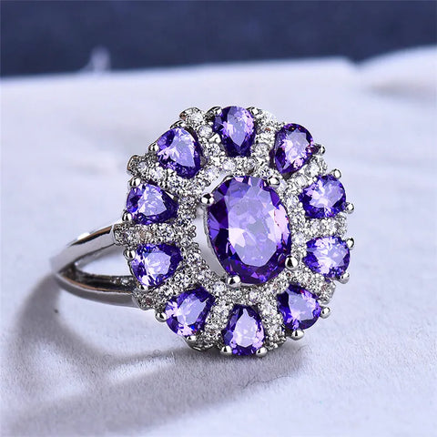 Charm Female Oval Purple Zircon Stone