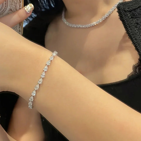 Pear Cut All Moissanite Diamond Bracelet