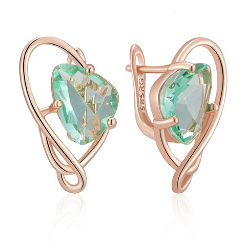 Wbmqda  Light Green Stone Geometric Drop Earrings