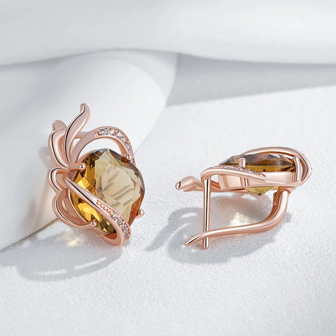 Kinel Hot Brown Natural Zircon English Earrings