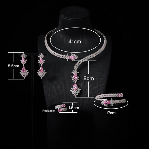 240905 Cuff Necklace Set for Women Bridal Wedding Party Cubic Zirconia  Jewelry Sets For Wedding Party Dress Suits Jewelry set