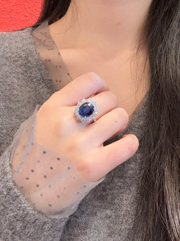 CHARMING 6.0CT Sea Blue Sapphire Ring