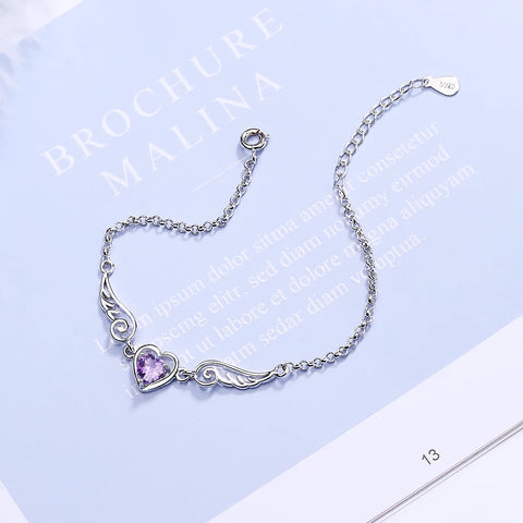 New Love-heart Purple Rhinestone Bracelet