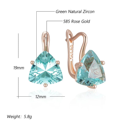 Kinel Hot Simple Green Natural Zircon Dangle Earrings