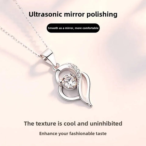 Pure Silver Necklace Women's 2021 New Style Heart Shaped Pendant Birthday Gift Ideal For Girls Friends Day Gift