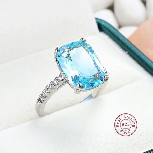 New Round Finger Ring Dazzling Blue AAA Cz Zircon Stone
