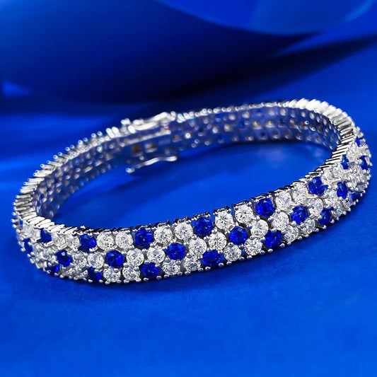 Charm Sapphire Moissanite Bangle Bracelet