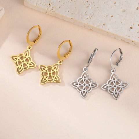 Irish Witch Knot Pendant Earrings Stainless Steel