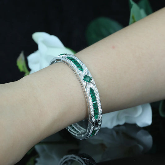 925 Sterling Silver Princess Cut Emerald