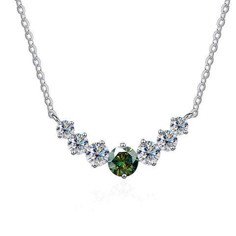 JoyceJelly 5 Moissanite stones Necklace For Women Wedding Jewely with GRA Certified 925 Sterling Sliver Plated 18k White Gold