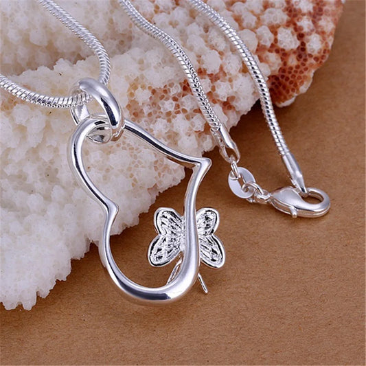 butterfly 925 Sterling Silver Charms women necklace jewelry   fashion cute Heart pendant snake