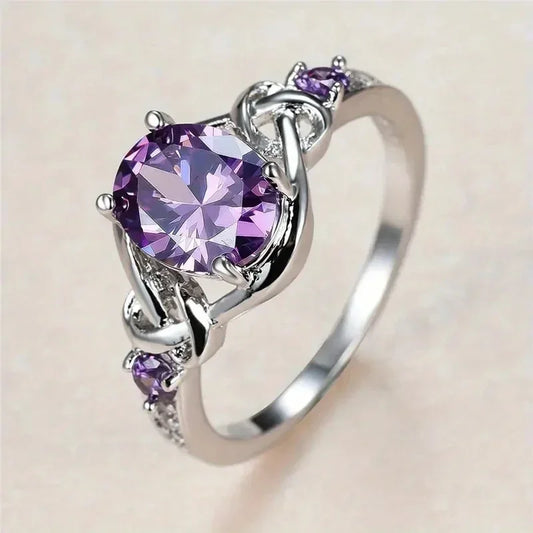 2025 Oval Purple Cubic Zirconia Women Rings