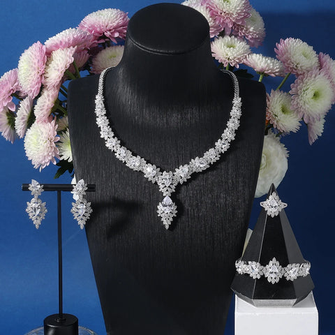 IN JEWELIFE Pink Cubic Zircon Party Necklaces Set Jewelry for Moroccan Women Bride Accessories Ladies Dropship Suppliers