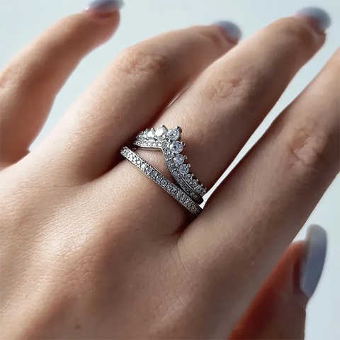Princess Wish Crown Moissanite Engagement Rings