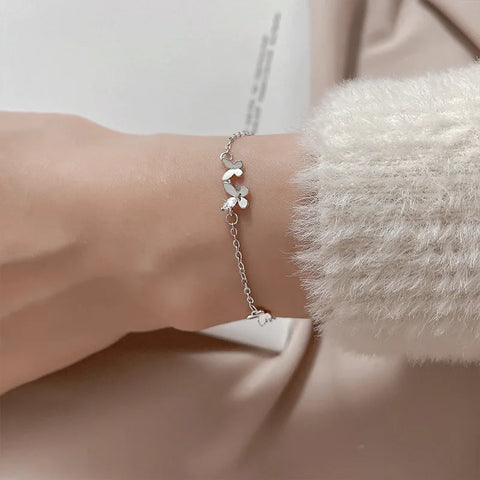 VENTFILLE 925 Silver Diamond-Studded Butterfly Bracelet