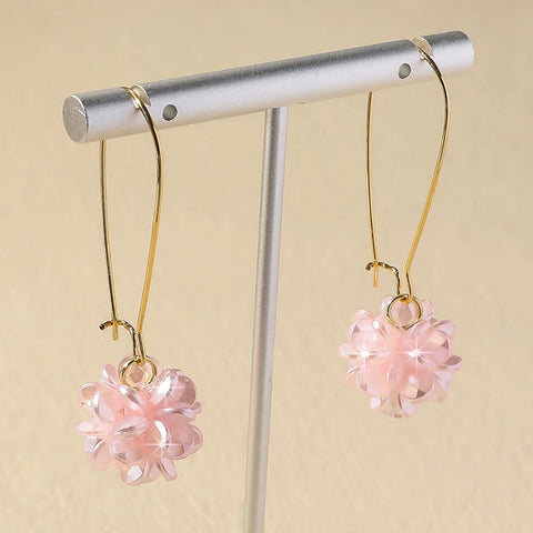 2PC Women's Fashion Trend DIY Pearl Petal Ball Earrings