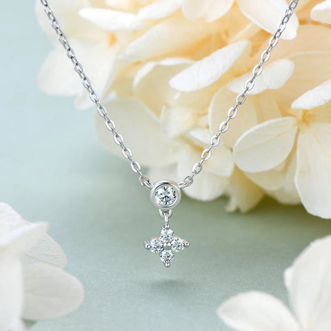 Real Moissanite Pendant Necklace Bracelet Earrings Sets For Women 925 Silver Rose Gold Plated Four Leaf Clover Jewelry Set Gift
