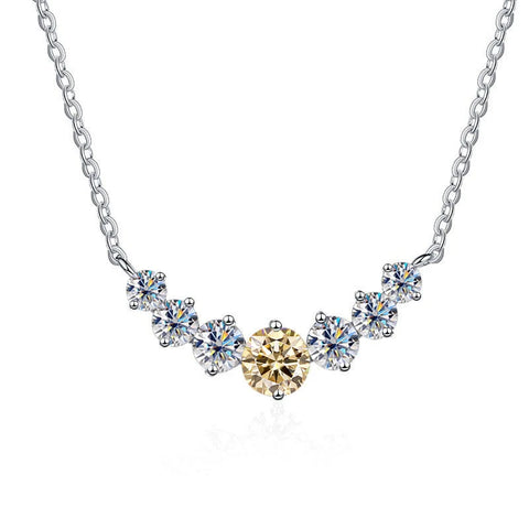 JoyceJelly 5 Moissanite stones Necklace For Women Wedding Jewely with GRA Certified 925 Sterling Sliver Plated 18k White Gold
