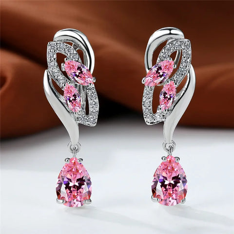 Luxury Female Blue Rainbow Stone Earring