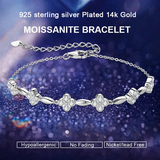 14k Gold Plated 2mm All Moissanite Diamond Bracelet