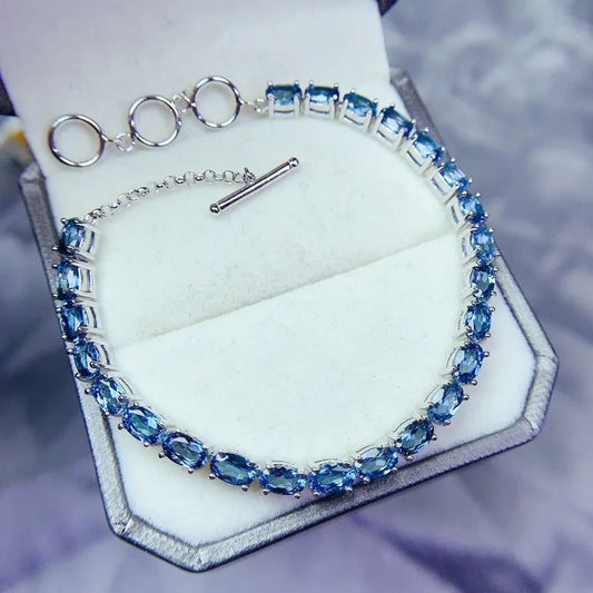 Blue Topaz Silver 925 Tennise Bracelet