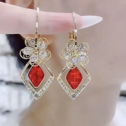 Luxury Purple Crystal Geometric Earrings