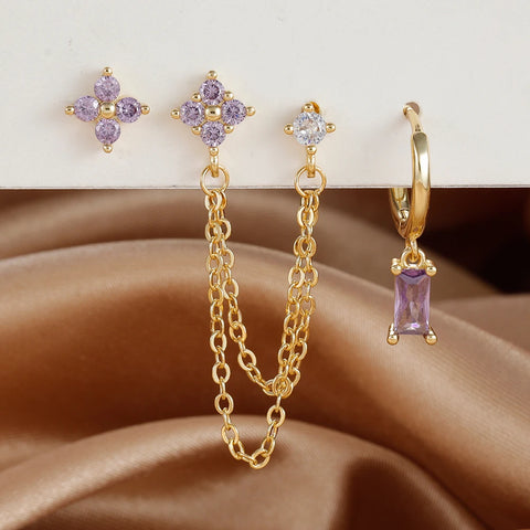 3PCS Exquisite Stainless Steel 12Earrings