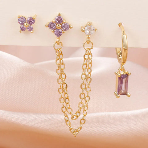 3PCS Exquisite Stainless Steel 12Earrings