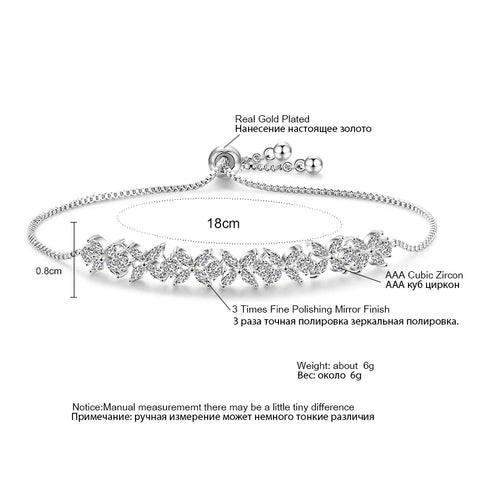 Zircon Flowers Adjustable Charm Bracelets